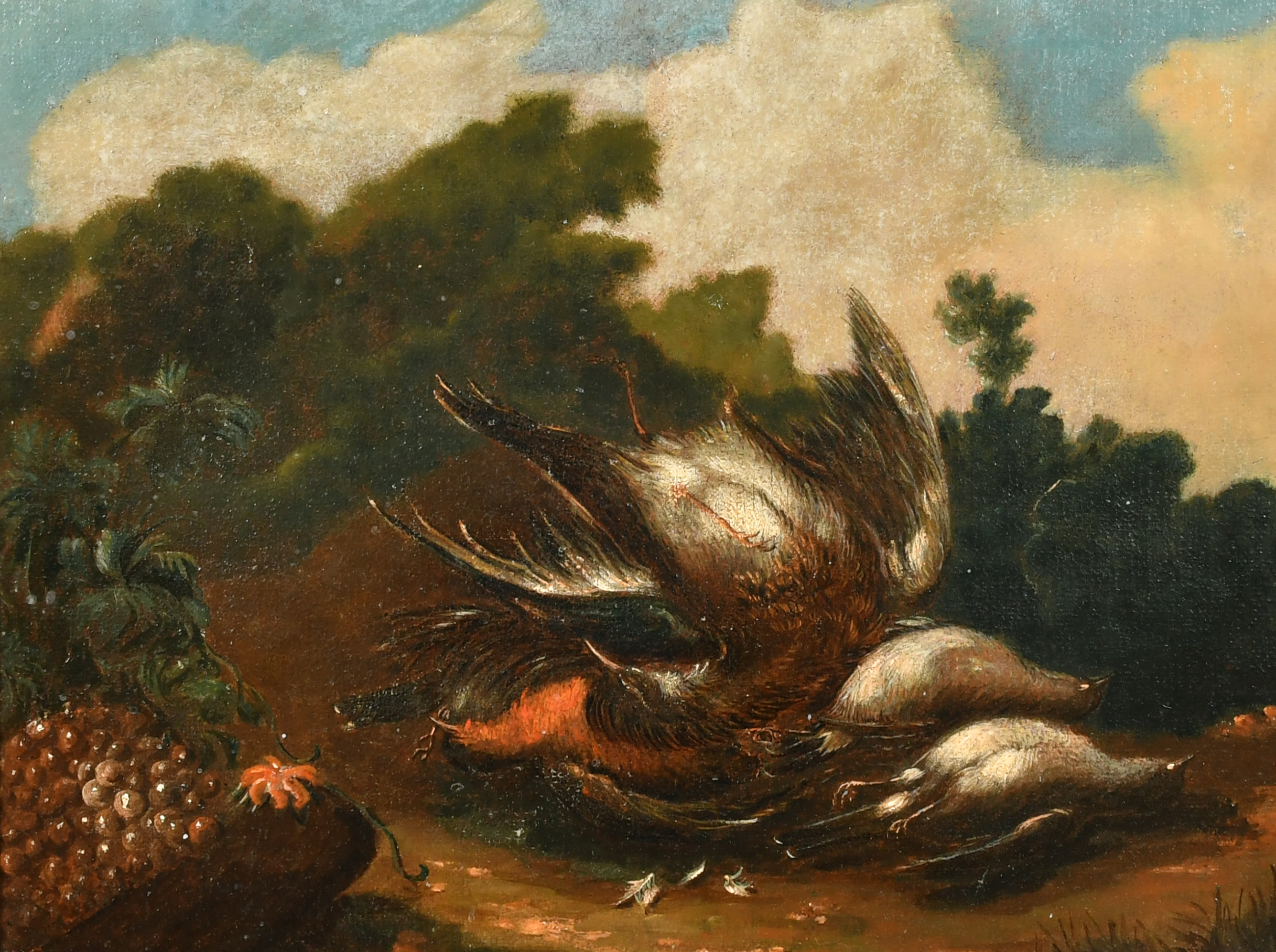18th Century Italian School, Still Life with Dead Birds, Oil on canvas, 13.5" x 17" (34.3 x 43.2cm)