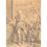 18th Century Italian School. A Figure Standing in Ruins, Pencil, Unframed 18" x 13" (45.7 x 33cm)