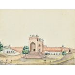 19th Century Indian School. Study of a Palace, Watercolour, Mounted, unframed 5.5" x 7.25" (14 x