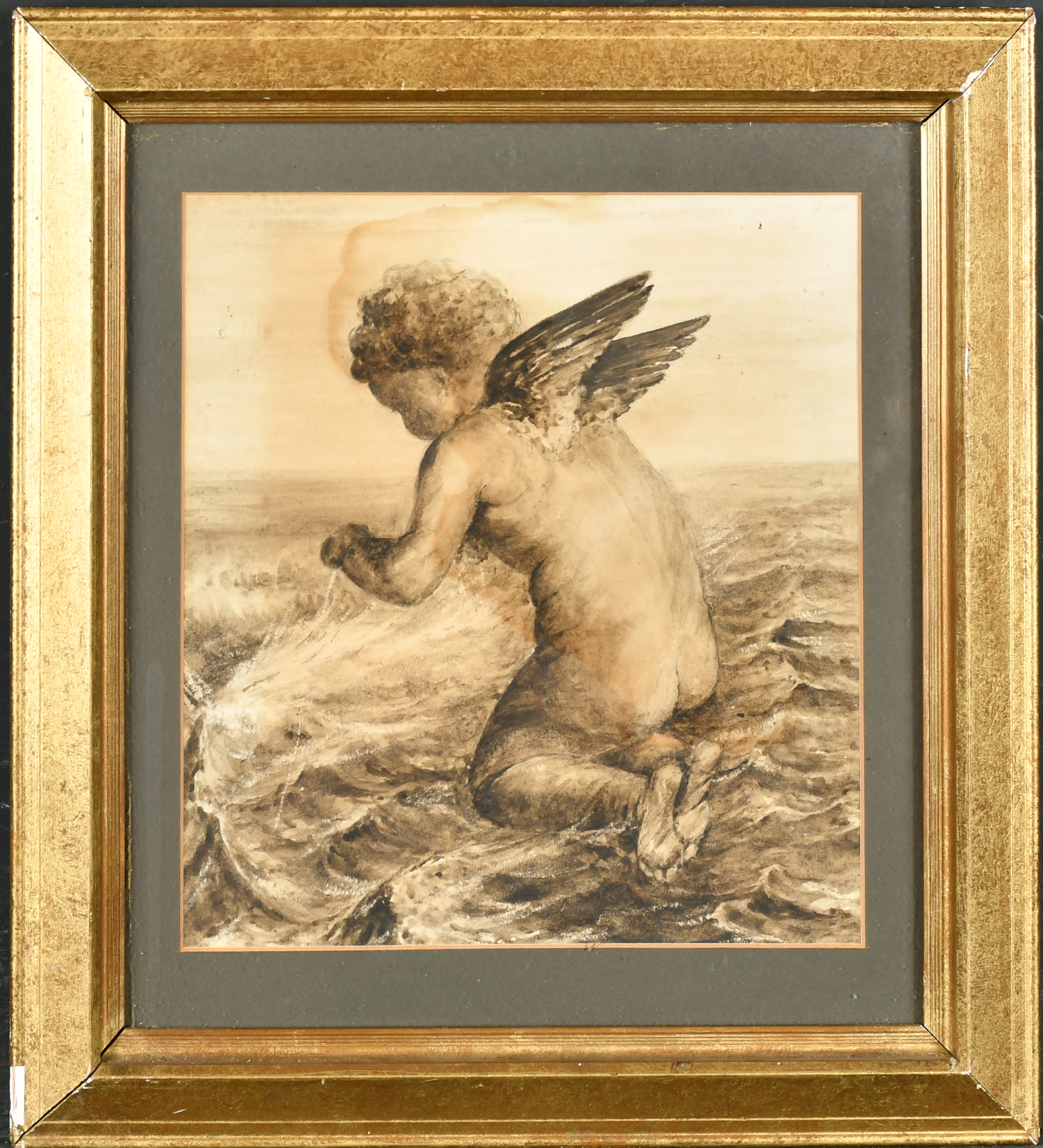 Circle of George Frederic Watts (1817-1904) British. 'Good Luck to your Fishing', Watercolour, 9.75" - Image 2 of 3