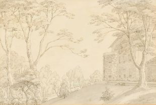 Paul Sandby Munn (1773-1845) British. "House and Garden with Launceston in the distance",