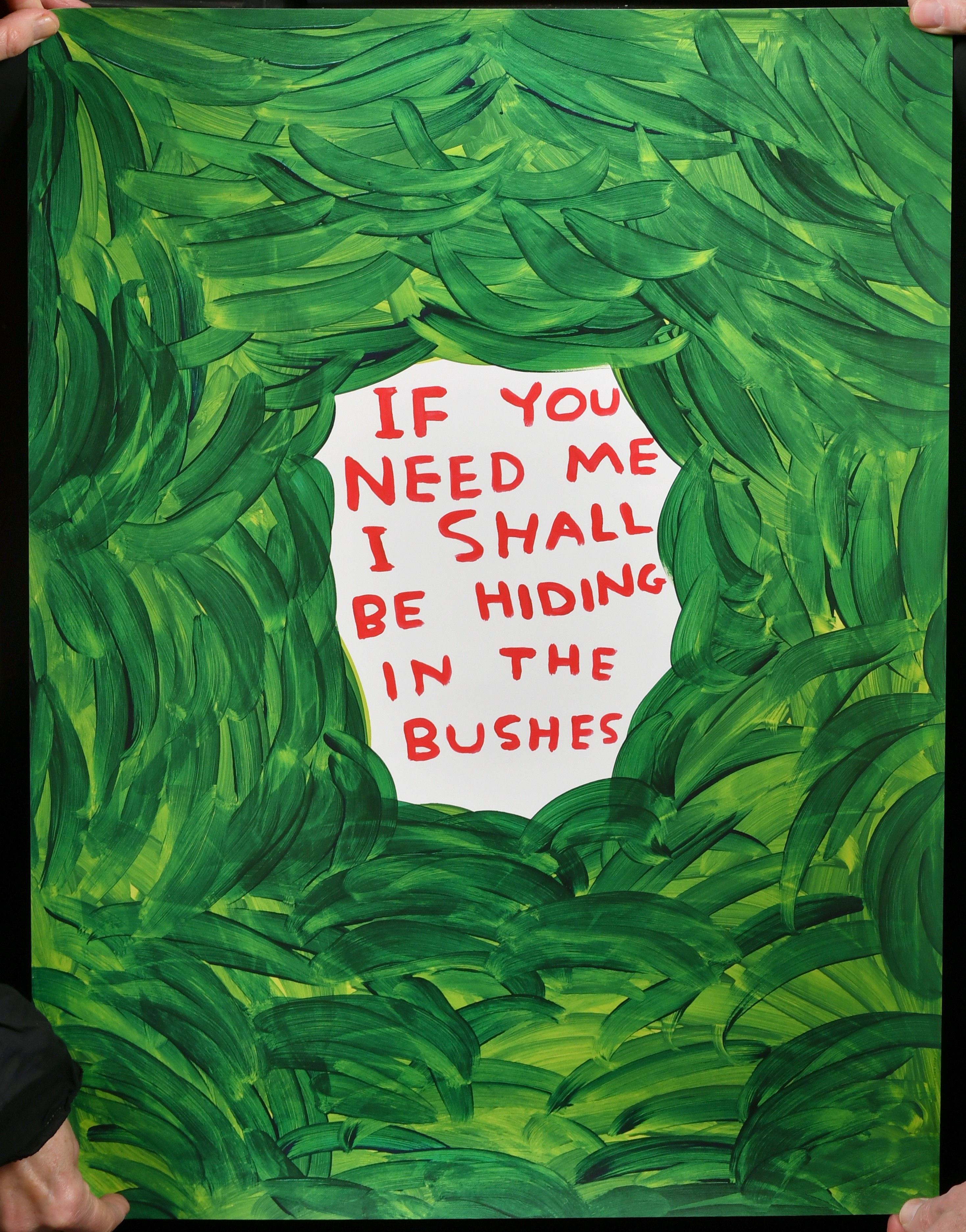 David Shrigley (1968- ) British. "If You Need Me I Shall Be Hiding In The Bushes", Lithograph, - Image 2 of 2