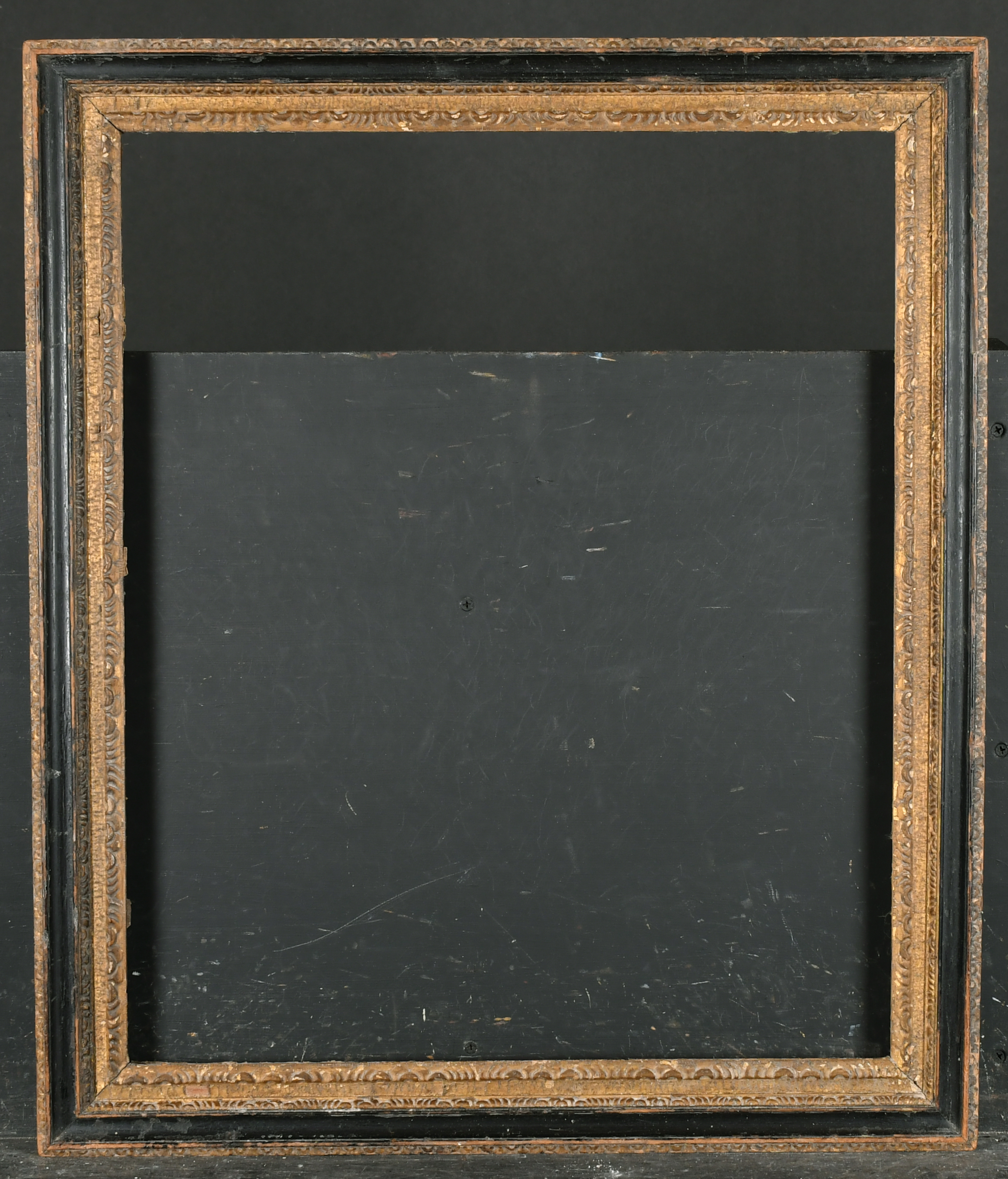 18th Century French School. A Carved Giltwood and Black Hogarth Frame, rebate 22.25" x 18.25" (56. - Image 2 of 3