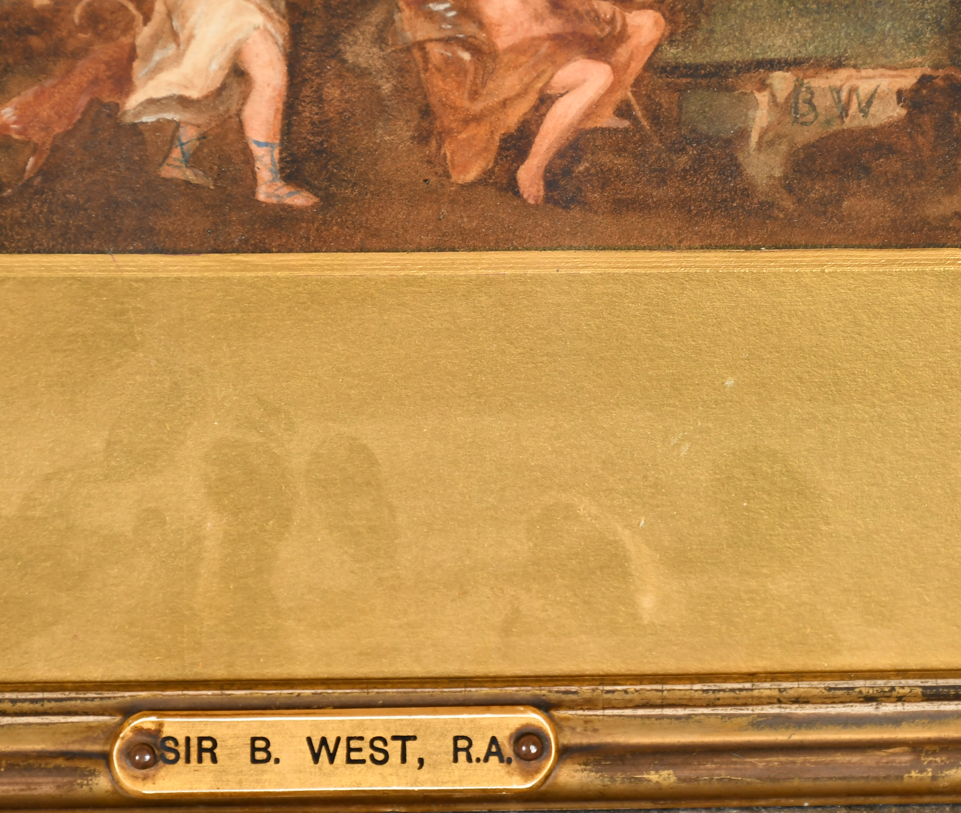 Circle of Benjamin West (1738-1820) British. Venus and Adonis, Watercolour, Bears initials, - Image 3 of 4