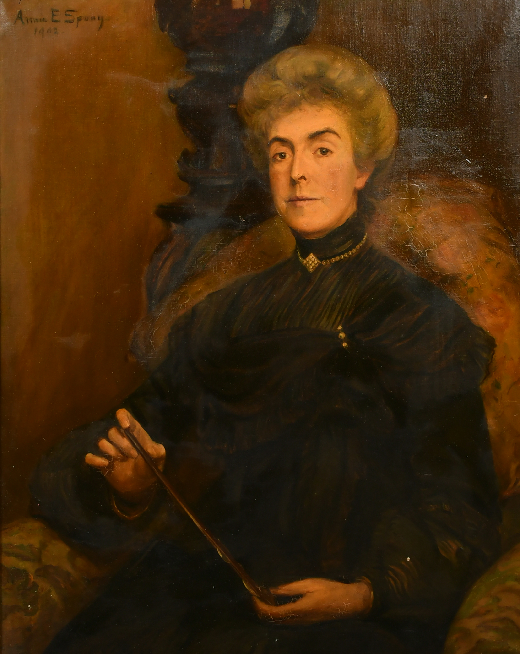 Annie E Spong (19th-20th Century) British. Portrait of Frances Elizabeth Spong (nee Scott), Oil on