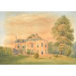 19th Century English School. "Pangbourne Rectory, Berks", circa 1845, Watercolour, Inscribed on