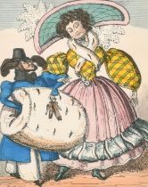 J Lewis Marks (c.1796-1855) British. "A Regular Muff", Hand coloured etching, Inscribed on a label