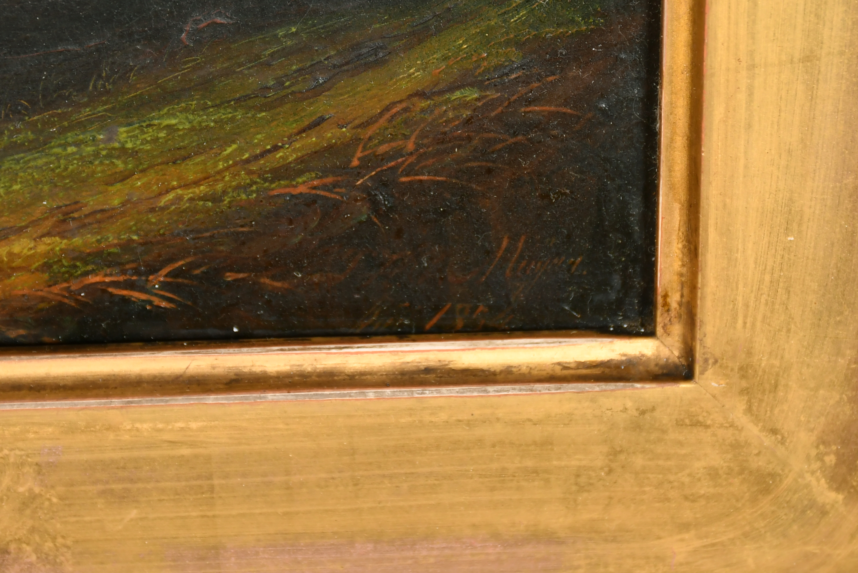 19th Century European School. A Mountainous River Landscape, Oil on metal, Indistinctly signed and - Image 3 of 4