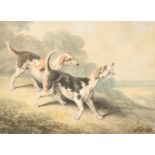 Samuel Howitt (1756-1822) British. Study of Two Hounds, Watercolour, Signed, and inscribed on a