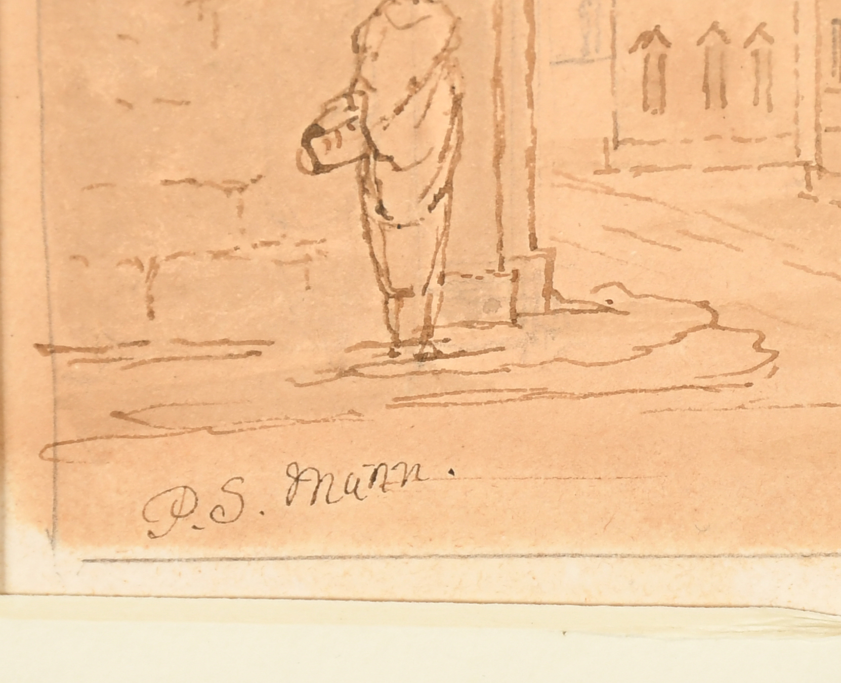 Paul Sandby Munn (1773-1845) British. A Street Scene with Figures, Ink, pencil and wash, Signed, - Image 4 of 4