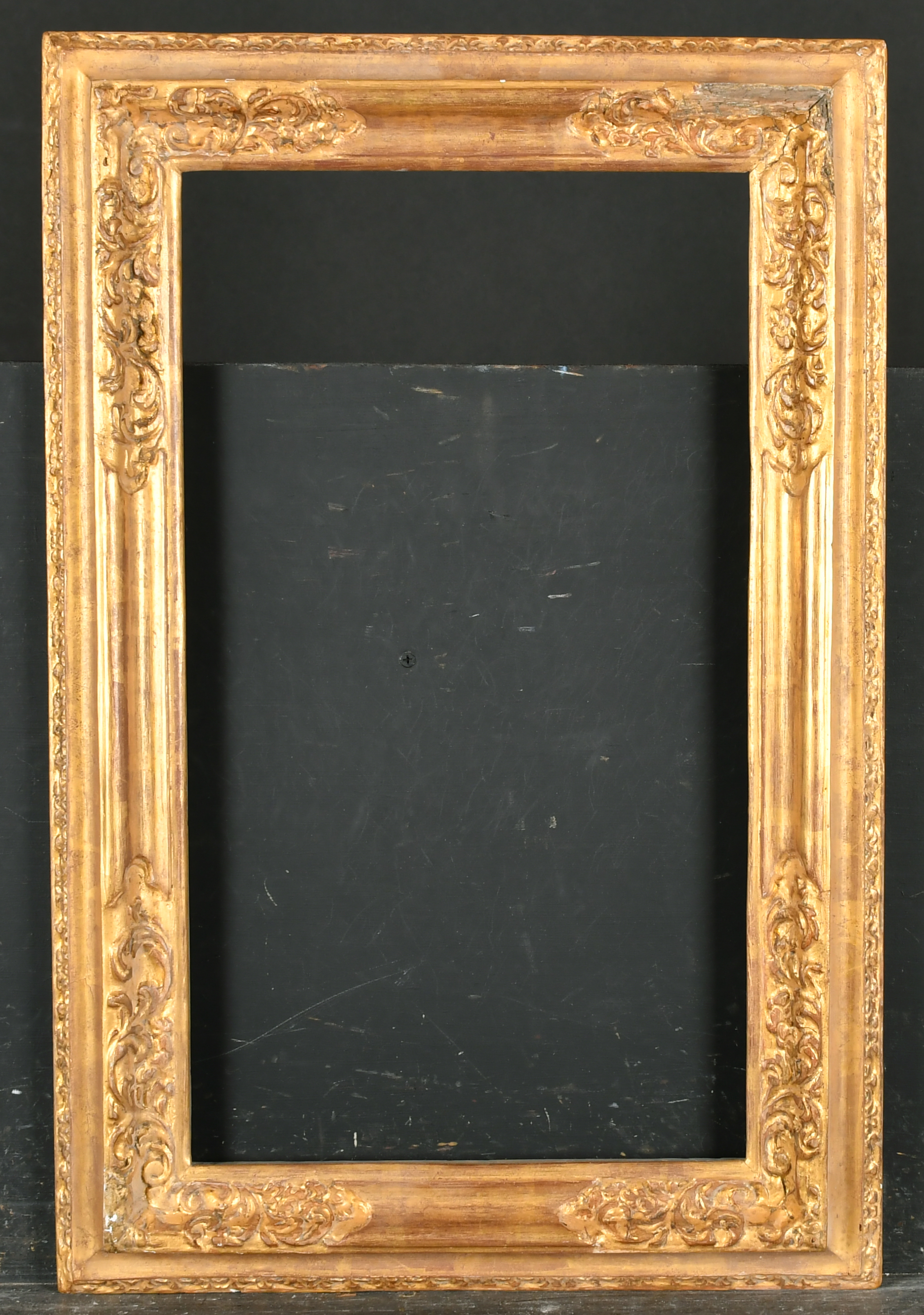 17th Century English School. A Carved Giltwood Lely Panel Reverse Profile Frame, rebate 20.25" x - Image 2 of 3