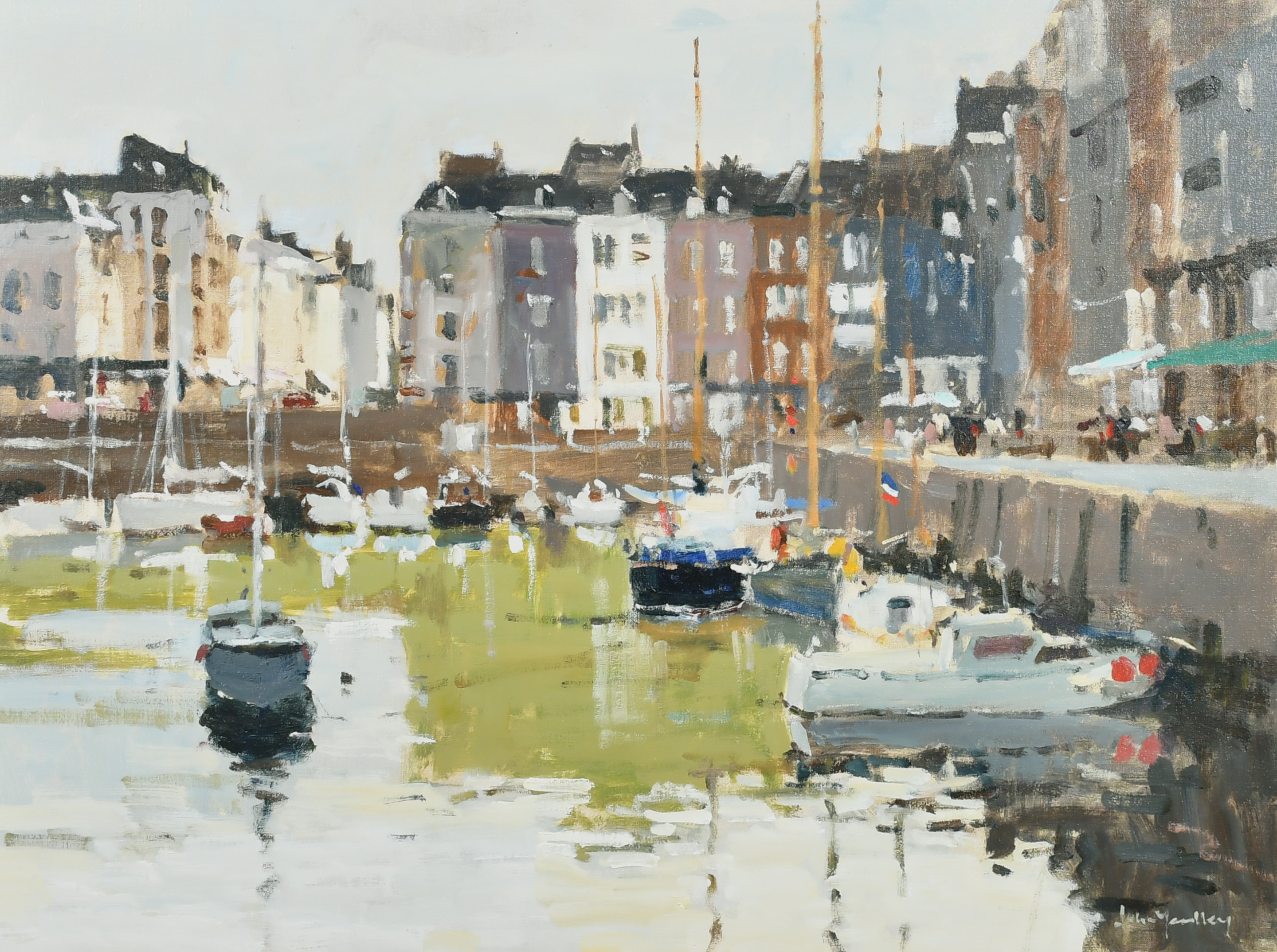 John Yardley (1933- ) British. "Inner Harbour - Honfleur", Oil on canvas, Signed, and inscribed on a