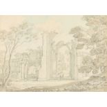 Thomas Sunderland (1744-1828) British. "Furness Abbey", Watercolour, pencil and wash, Inscribed on a