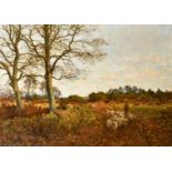 John Aborn (1843-1925) British. "A Bit of Surrey", Oil on canvas, Inscribed on slip, 31" x 43" (78.8