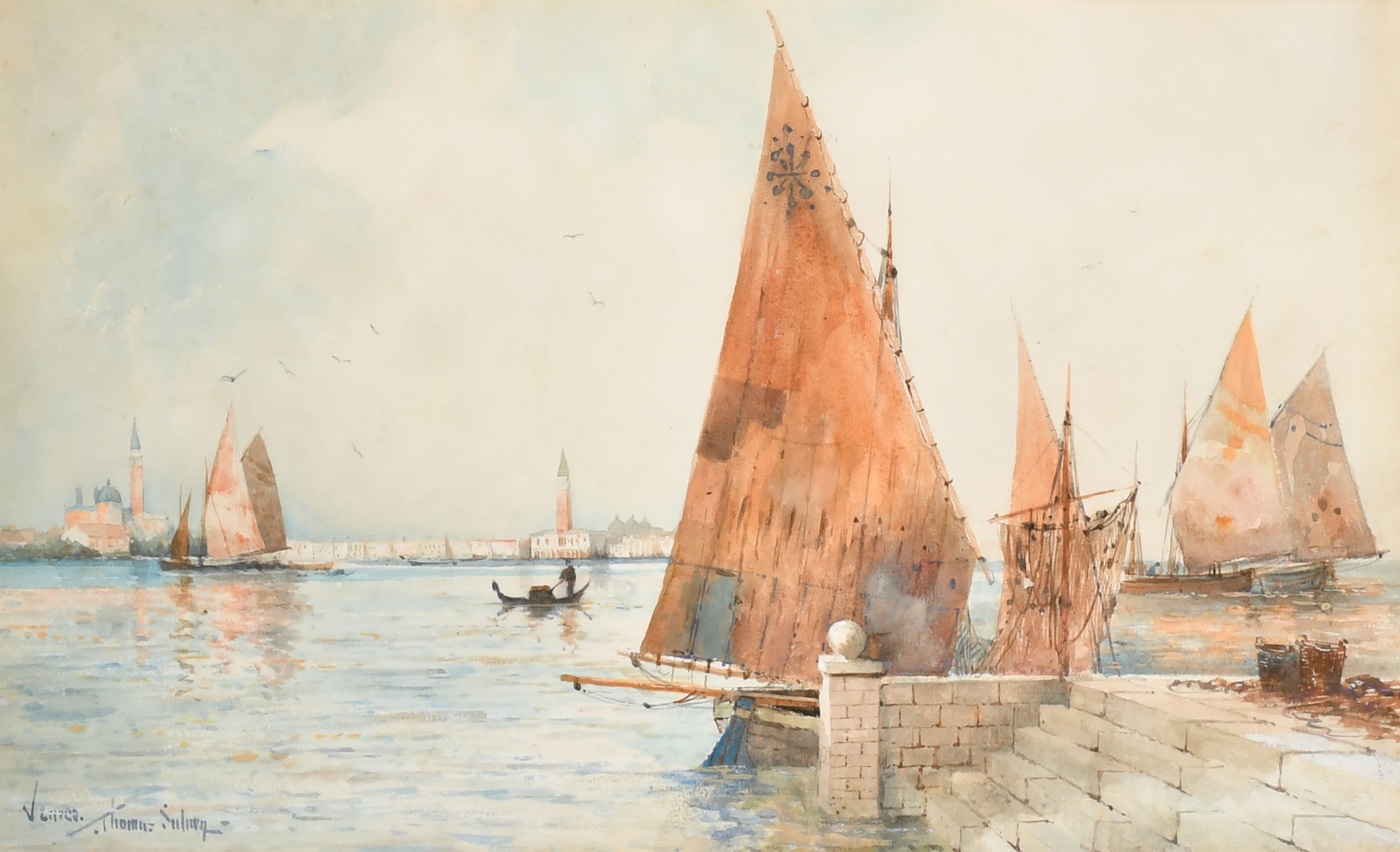 Thomas Sidney (19th-20th Century) British. "Venice", Watercolour, Signed and inscribed, 9.75" x