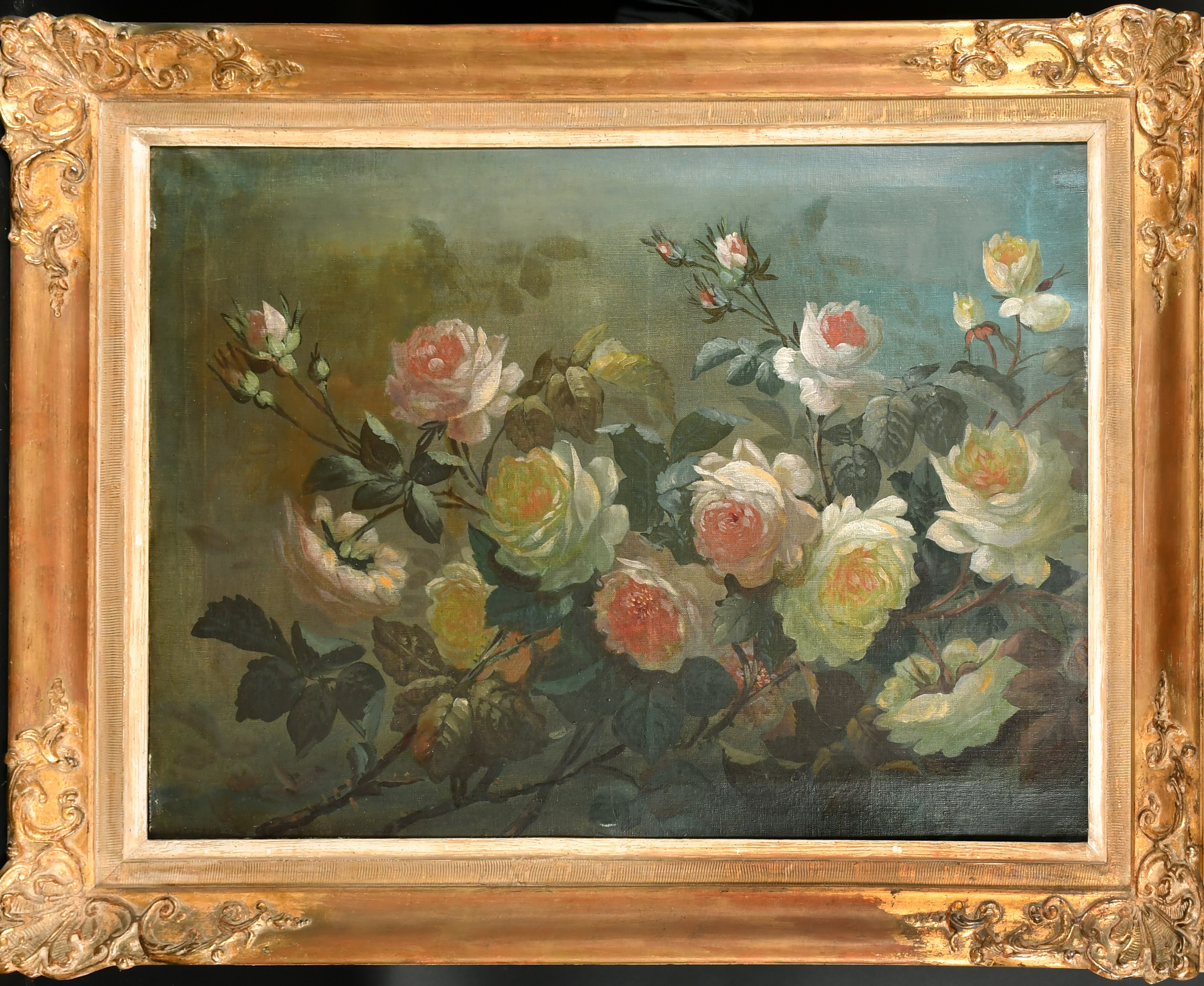 18th Century French School. Still Life of Flowers, oil on canvas, 21.75" x 28.5" (55.3 x 72.3cm) - Image 2 of 3