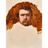 Circle of James Hayllar (1829-1920) British. Head of a Man, Oil sketch on board, Unframed 12.25" x