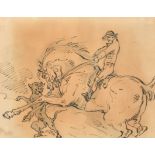 Henry William Bunbury (1750-1811) British. 'Horse Frightened by a Mastiff', circa 1790, Ink and