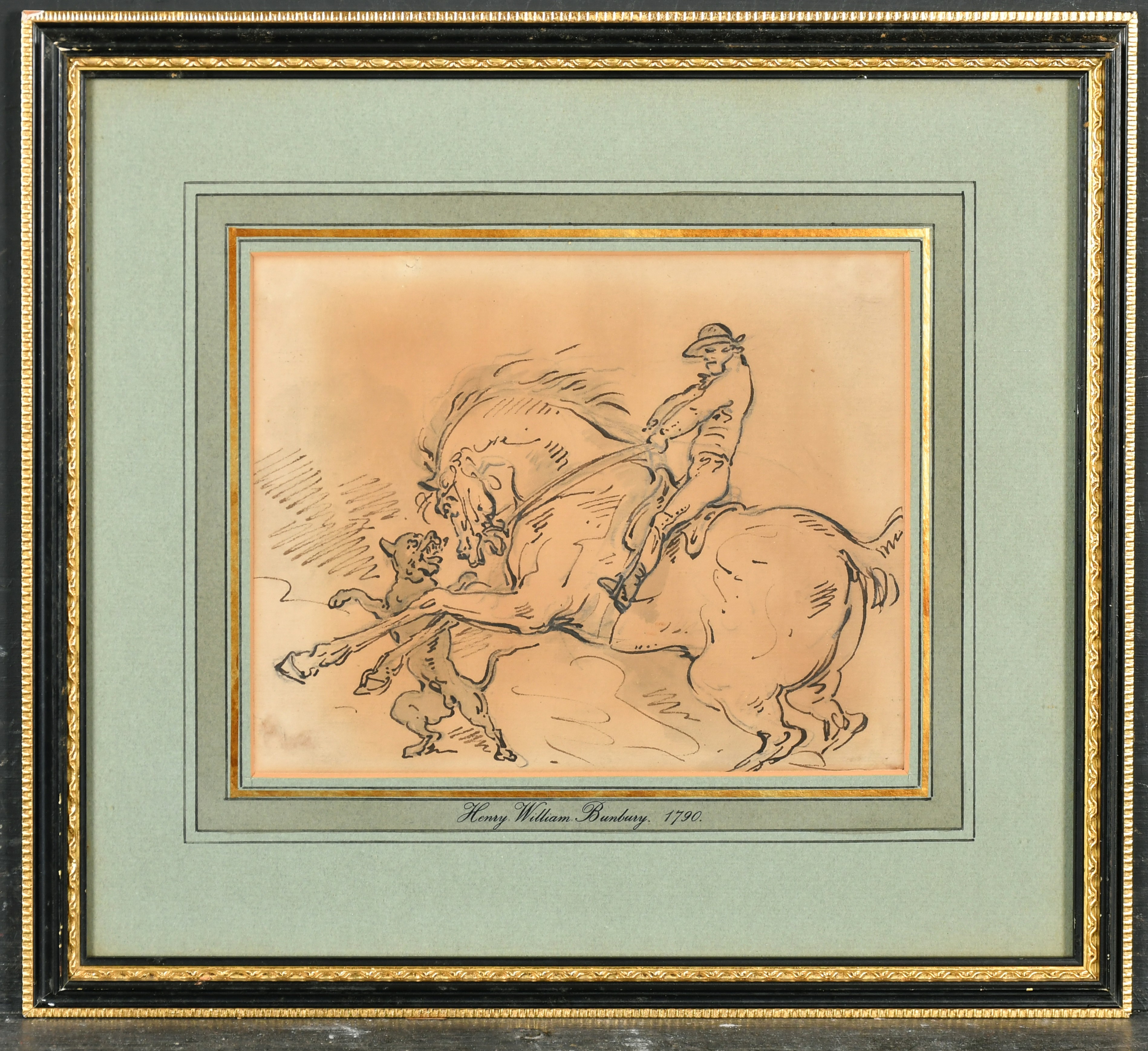 Henry William Bunbury (1750-1811) British. 'Horse Frightened by a Mastiff', circa 1790, Ink and - Image 2 of 5