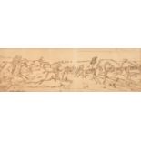 John Leech (1817-1864) British. A Hunting Scene, Ink, Signed, 4" x 13.25" (10.2 x 33.7cm).