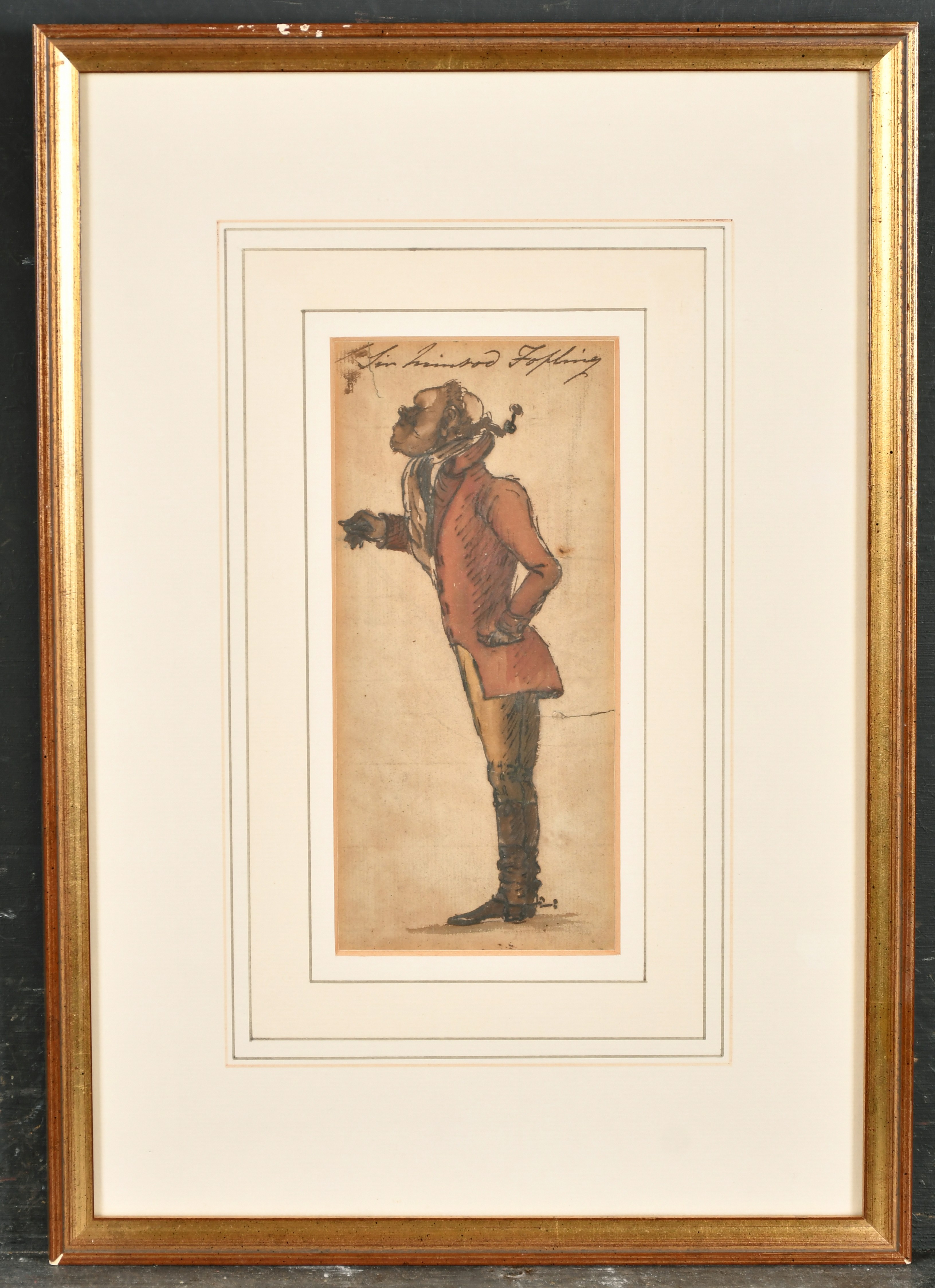 19th Century English School. "Sir Jopling", Watercolour and Ink, Inscribed, 7.5" x 3.5" (19 x - Image 2 of 4