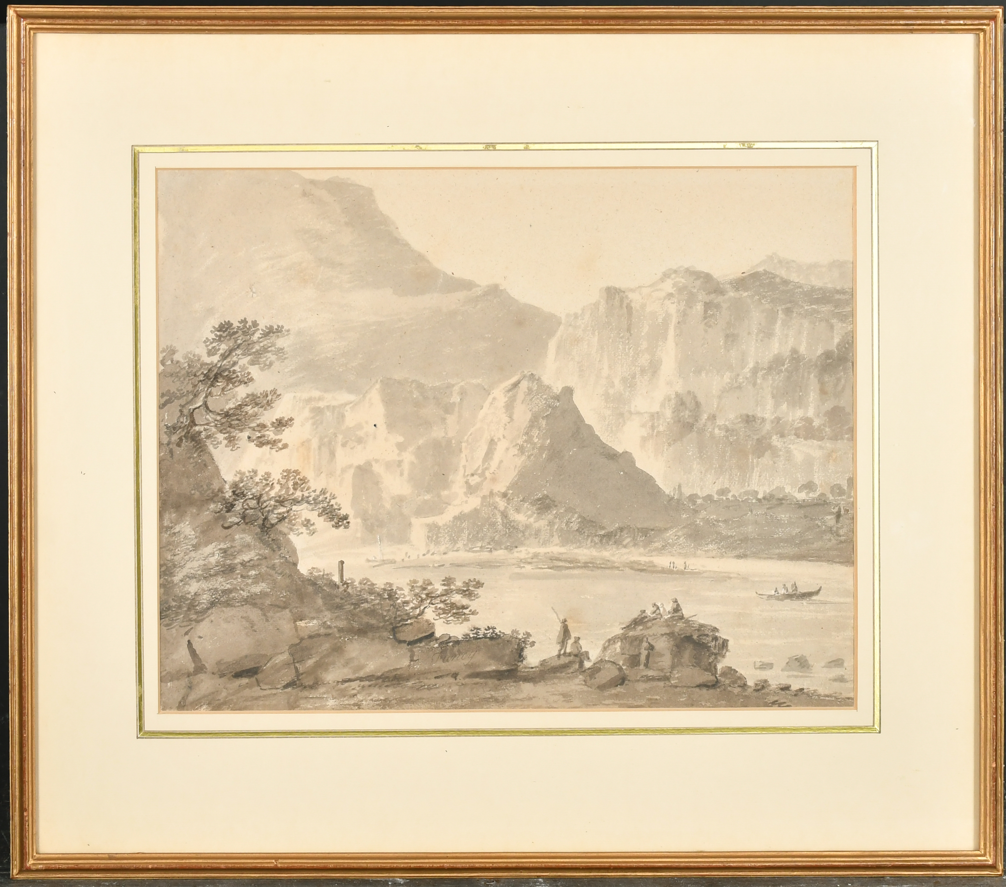 Attributed to Thomas Sunderland (1744-1828) British. An Extensive Mountainous River Landscape, - Image 2 of 3