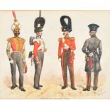 Richard Simkin (1840-1926) British. "The Grenadier Guards, 1832", Watercolour, Signed and inscribed,