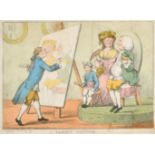 Henry William Bunbury (1750-1811) British. "A Family Picture", Hand coloured etching, 8.75" x 12.