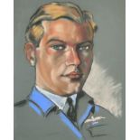 William Dennis Dring (1904-1990) British. Bust Portrait of an RAF Pilot, Pastel, Inscribed verso,
