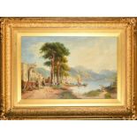 Attributed to Augustus Wall Callcott (1779-1844) British. An Italianate River Landscape with Figures