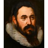 Manner of Frans Pourbus (1569-1622) Flemish. Head of a Bearded Man, Oil on panel, In a carved
