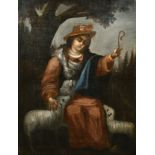 Late 18th Century European School. A Shepherdess with Sheep, Oil on canvas, 32.5" x 24" (82.5 x