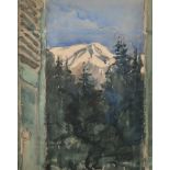 Maria Vasilyevna Iakunchikova (1870-1902) Russian. A View of Mont Blanc through a Window,