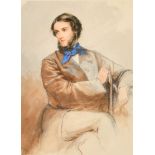 Circle of Octavius Oakley (1800-1867) British. A Seated Man, Watercolour and pencil, 11" x 7.75" (28