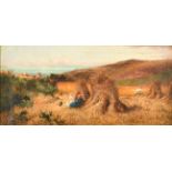 Charles James Lewis (1830-1892) British. "Harvest Field", Oil on panel, Signed and inscribed