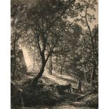 Samuel Palmer (1805-1881) British. "The Herdsman's Cottage (Sunset)", Etching, Signed with