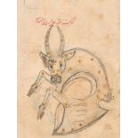 17th Century Persian School. "The Bull Constellation", Ink, wash and gold, Inscribed in red, and