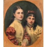 Alessandro Ossani (act.1857-1891) British. A Portrait of Two Sisters, Oil on canvas, Signed and