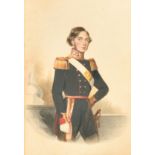 19th Century English School. Portrait of a Military Officer, Watercolour, Indistinctly signed and