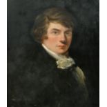 19th Century English School. Bust Portrait of a Man, Oil on canvas, Unframed 24" x 18.25" (61 x 46.