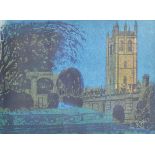 Robert Tavener (1920-2004) British. "Magdalen Tower (Oxford Series)", Lithograph, Signed,
