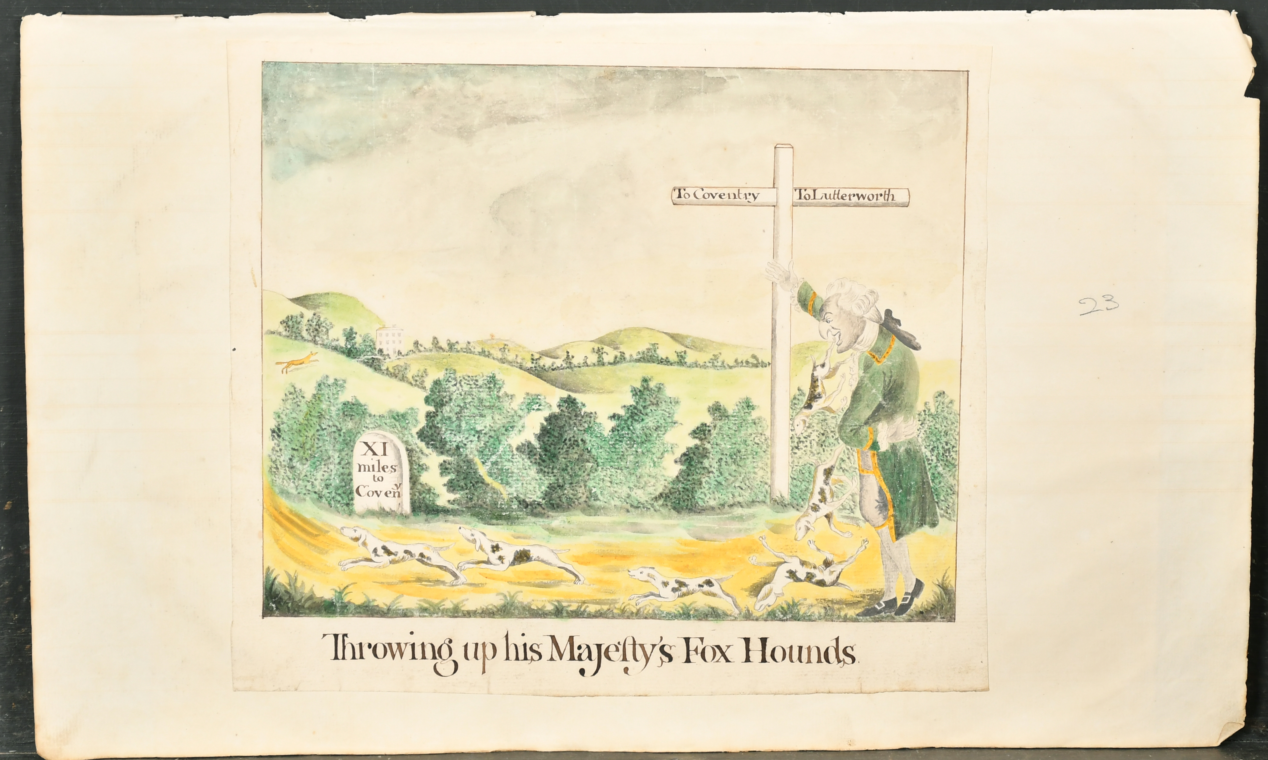 Early 19th Century English School. "Throwing Up His Majesty's Fox Hounds", Watercolour and ink, - Image 2 of 7