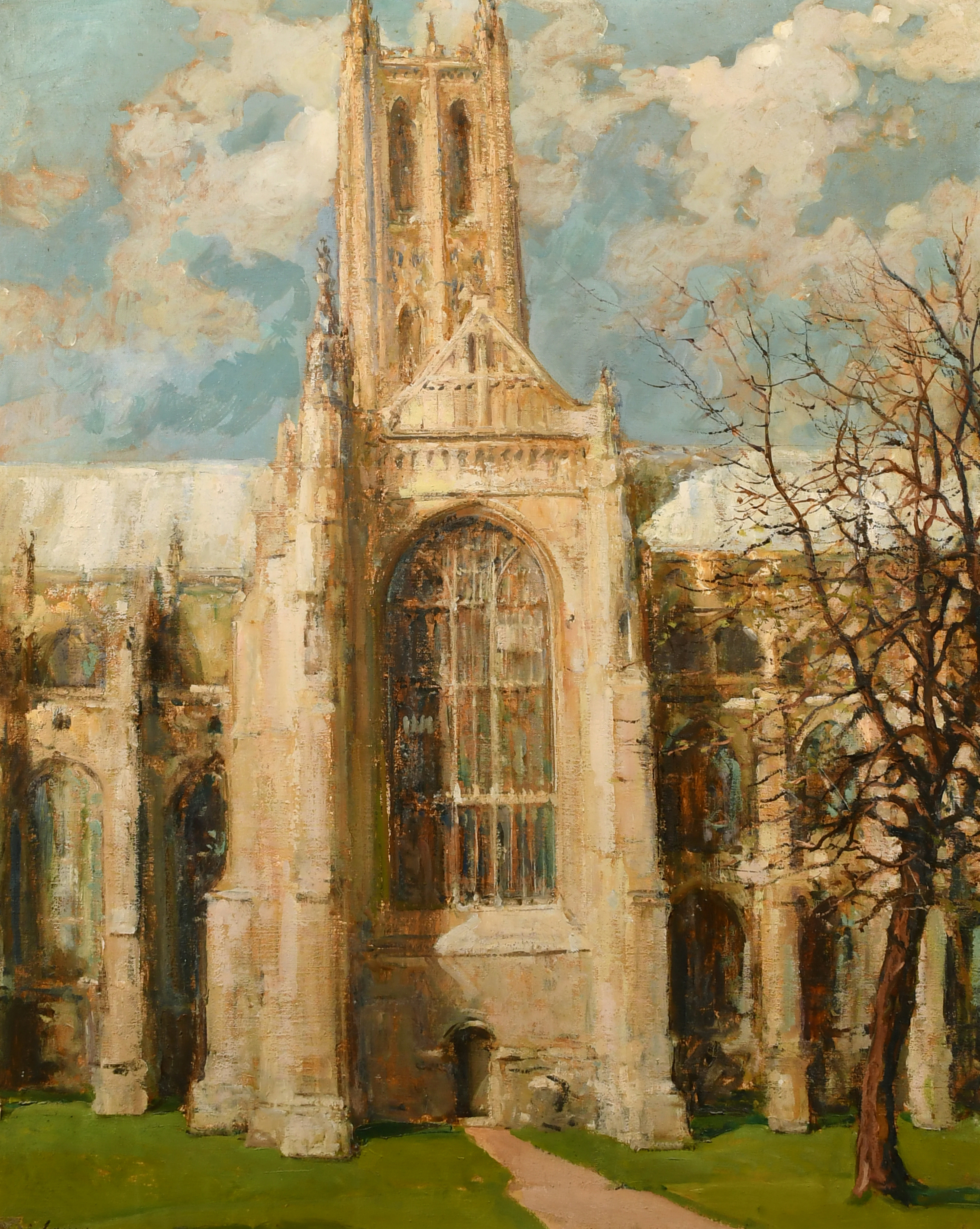 Alexander Jamieson (1873-1937) British. "Canterbury", Oil on canvas, Signed, and signed and