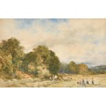 William Bennett (1811-1871) British. A Harvesting Scene, Watercolour, Signed, 13.5" x 20.75" (34.3 x