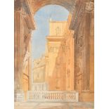 Circle of William Wyld (1806-1889) British. A Palatial Building through an Archway,