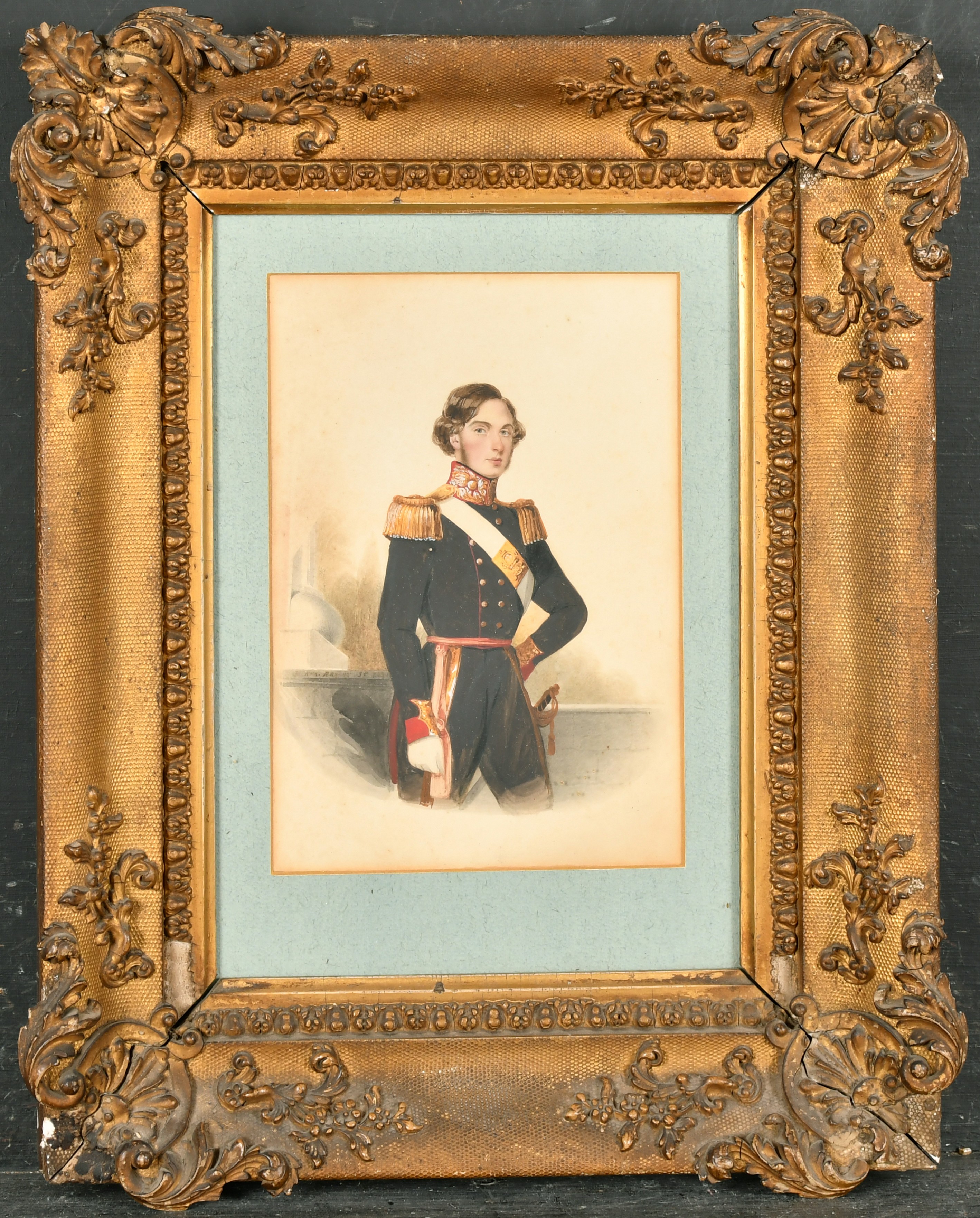 19th Century English School. Portrait of a Military Officer, Watercolour, Indistinctly signed and - Image 2 of 4