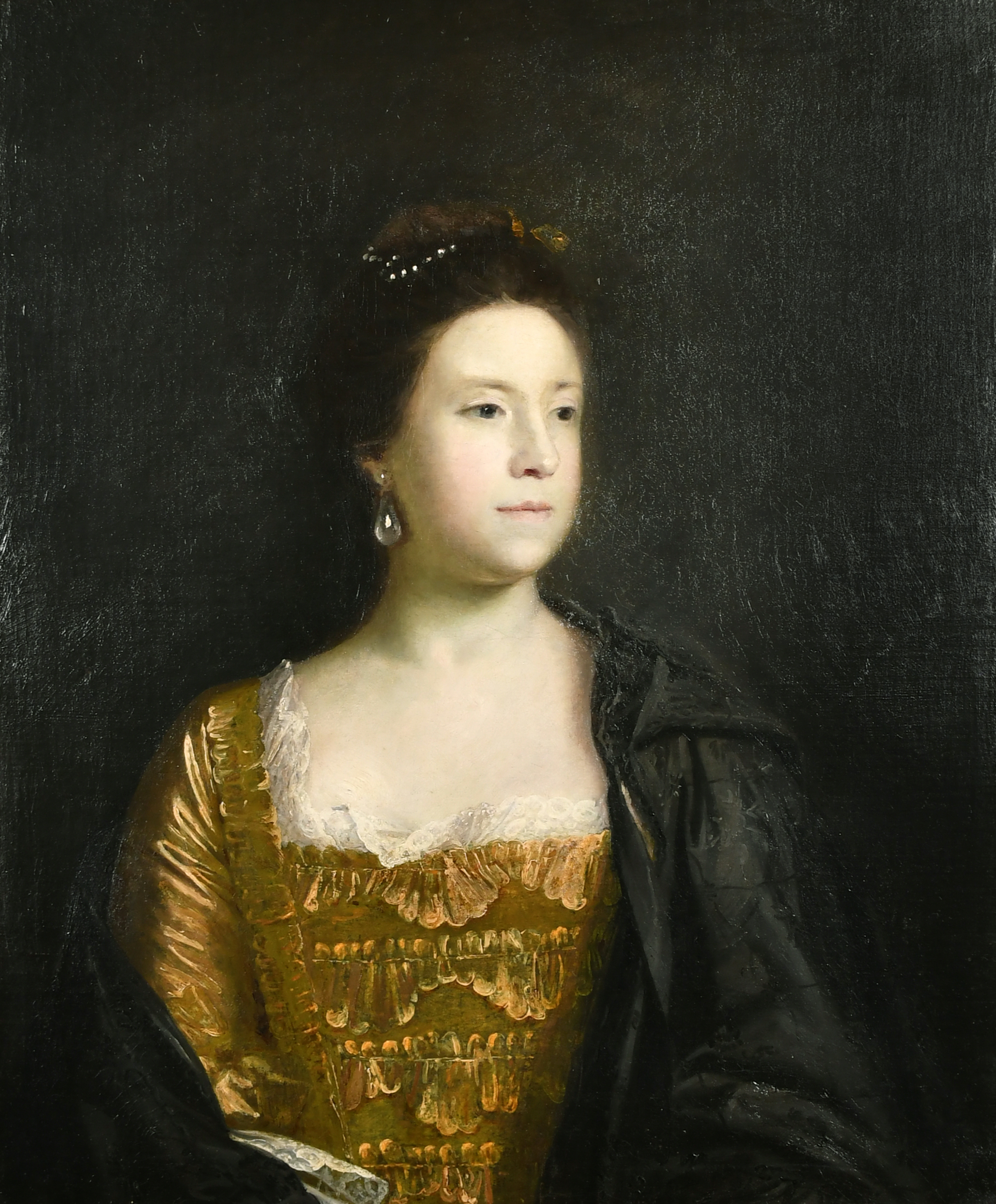 Joshua Reynolds (1723-1792) British. Portrait of Mrs Darley-Waddilove, half length wearing a gold - Image 10 of 10