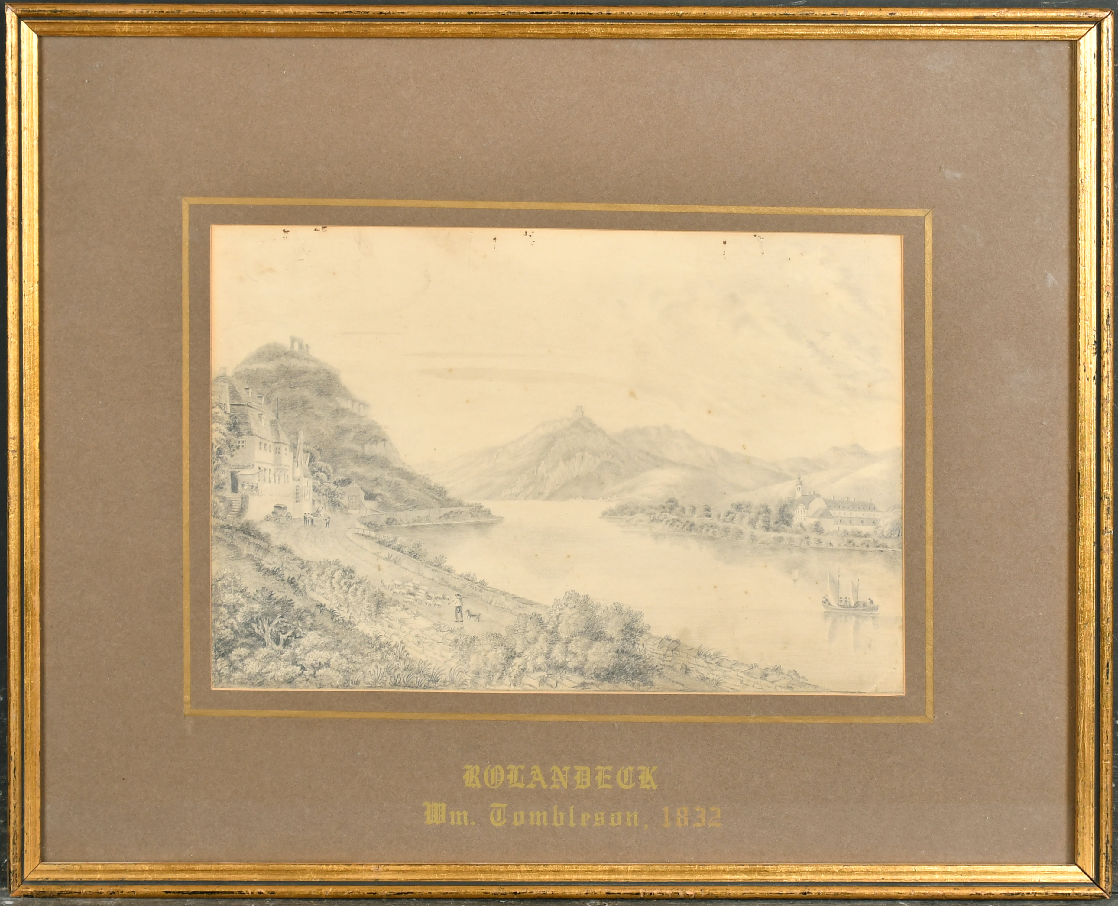 Attributed to William Tombleson (1795-1846) British. "Rolandeck", Pencil, Inscribed on the mount, - Image 2 of 5