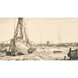 Leonard Russell Squirrell (1839-1979) British. "The Orwell at Ipswich", Etching, Signed and
