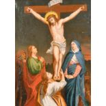 19th Century Italian School. The Crucifixion, Oil on canvas, Unframed 19.5" x 14.25" (49.5 x 36.2cm)